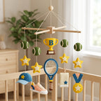 Personalized Felt Baby Mobile, Tennis Crib Mobile, Sports Nursery Decor, Baby Shower Gift