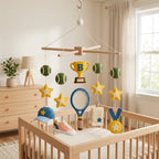 Personalized Felt Baby Mobile, Tennis Crib Mobile, Sports Nursery Decor, Baby Shower Gift