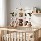 Personalized Felt Baby Mobile, Woodland Bear Crib Mobile, Forest Nursery Decor, Baby Shower Gift