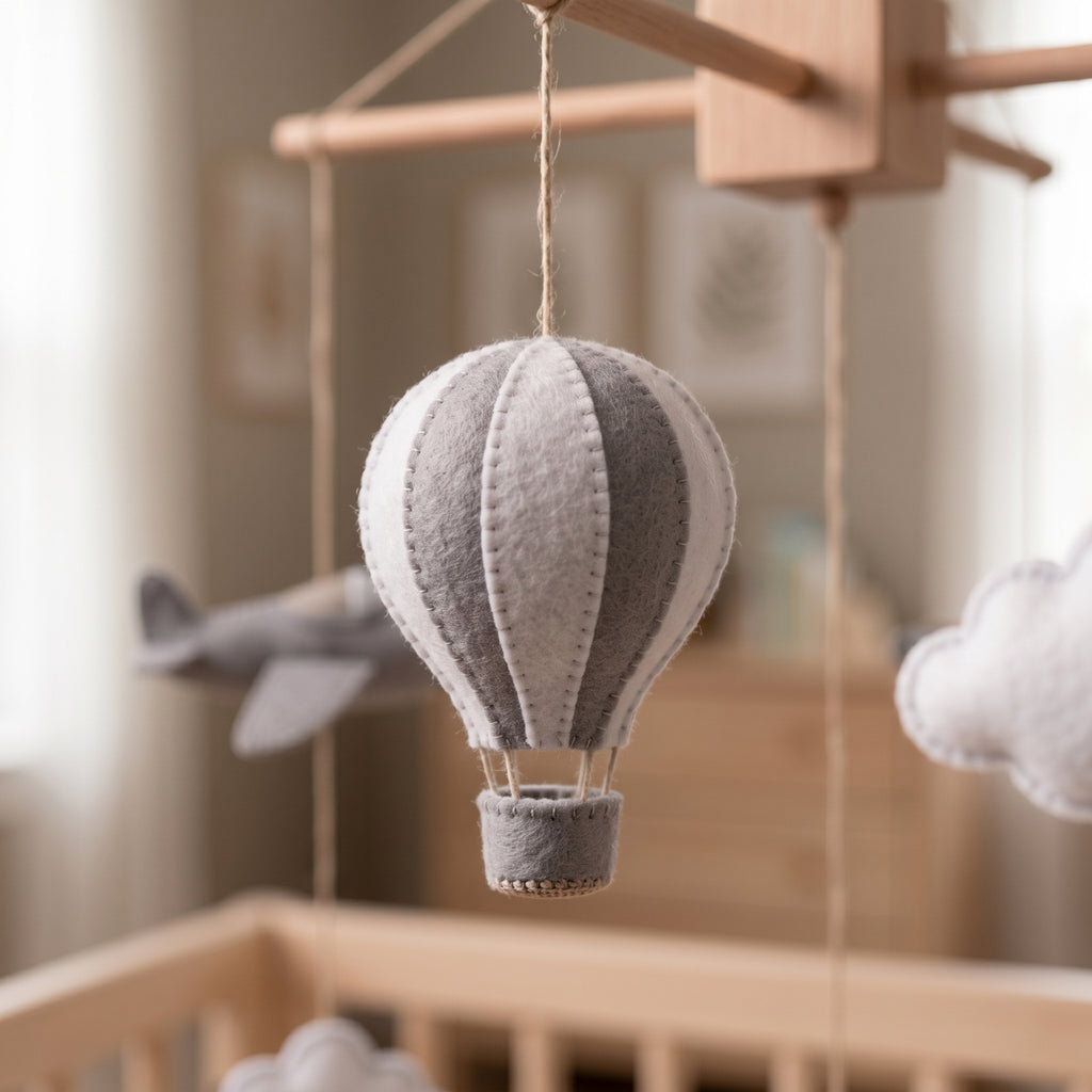 Pilot Nursery Mobile, Felt Crib Mobile, Bear Aviator Baby Decor, Personalized Adventure Theme Gift