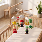 Gaming Inspired Felt Baby Mobile, Plumber Game Nursery Mobile, Video Game Crib Mobile, Handmade Baby Mobile, Baby Shower Gift, Nursery Decor