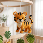 Rainforest Nursery Mobile, Felt Crib Mobile, Parrot and Tiger Baby Decor, Personalized Adventure Theme Gift