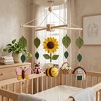 Sunflower Bee Felt Baby Mobile, Garden Crib Mobile, Floral Nursery Decor, Baby Shower Gift for Newborn