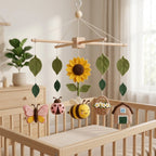 Sunflower Bee Felt Baby Mobile, Garden Crib Mobile, Floral Nursery Decor, Baby Shower Gift for Newborn