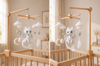 White Dragon Felt Baby Mobile, Fantasy Dragon Nursery Mobile, Dragon Crib Mobile, Handmade Baby Mobile, Neutral Nursery Decor, Baby Shower Gift
